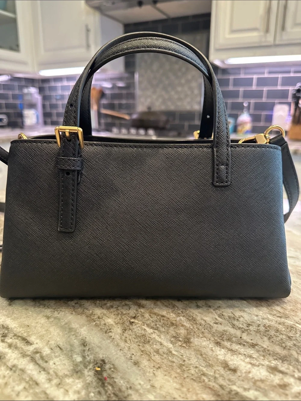 Tory Burch Emerson Mini Tote Black Saffiano Leather Bag 146394